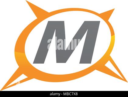 Compass Guide Solution Letter M Stock Vector