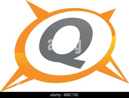 Compass Guide Solution Letter Q Stock Vector
