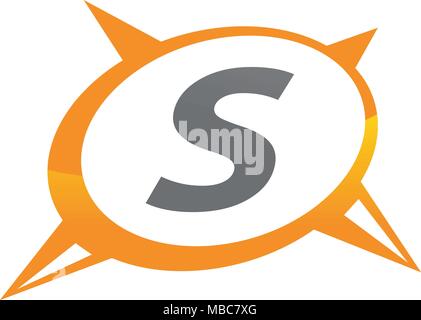 Compass Guide Solution Letter S Stock Vector