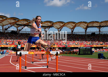 Scotland's Eilidh Doyle in action during the Women's 400m Hurdles Round One at the Carrara Stadium during day six of the 2018 Commonwealth Games in the Gold Coast, Australia. Stock Photo