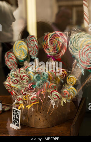 Lollipops on display in a shop window in Vienna, Austria. Stock Photo