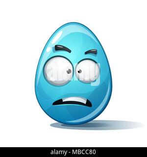 Cartoon funny, cute, crazy egg. Sad smiley. Stock Vector