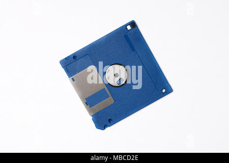 Blue diskette on a white background Stock Photo