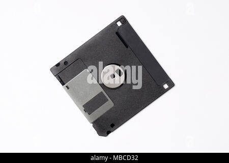 Black floppy disk on a white background Stock Photo