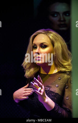 Wax figure of English singer and songwriter Adele Laurie Blue Adkins in Madame Tussauds Wax museum in Amsterdam, Netherlands Stock Photo