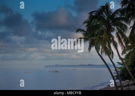 YONGORO, SIERRA LEONE - June 05, 2013: West Africa, the beach with fishing boats in front of the capital Freetown, Sierra Leone Stock Photo