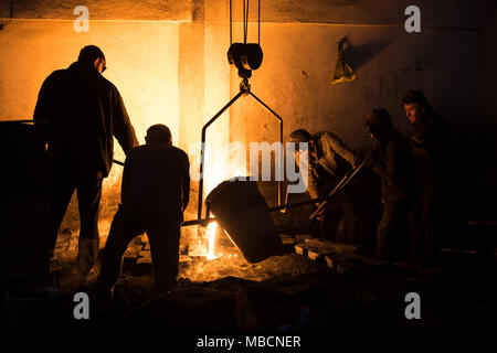 Metal melting, industrial casting Stock Photo