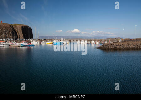 Stykkishólmur harbour  situated in the western part of Iceland, in the northern part of the Snæfellsnes peninsula. Stock Photo