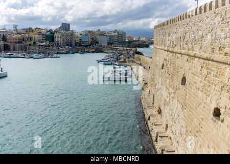 Panoramic view of the city of Heraklion in Crete, Greece showing a part of the fortress 'Koules' (castello a mare) Stock Photo