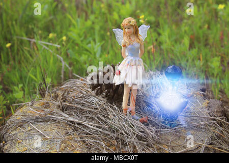 image of magical little fairy in the forest Stock Photo