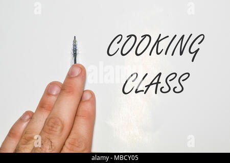 Cooking class word written on white paper Stock Photo
