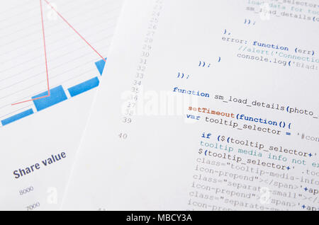 Web developer programming code. Programming, webdesign HTML printed code. Computer www script. Stock Photo