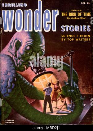 Monsters. Cover of Wonder Stories an American science fiction magazine. Illustration by Bergey. 1952 Stock Photo