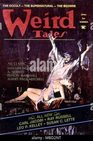 Science Fiction & Horror Magazine. Cover of Weird Tales. Summer 1947. Artwork of witchcraft cult. Stock Photo