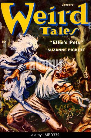 Science Fiction and Horror Magazines. 'Weird Tales' cover January 1954. Stock Photo