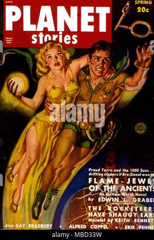 Science Fiction and Horror Magazines. 'Planet Stories' cover. Stock Photo