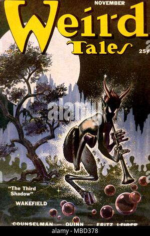 Science Fiction and Horror Magazines Cover of Weird Tales. November1951. Illustration to 'The Third Shadow'. Stock Photo