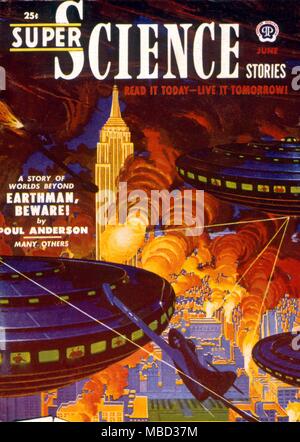 Science Fiction and Horror Magazines. Cover of 'Super Science Stories' Stock Photo