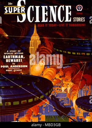 Science Fiction and Horror Magazines. 'Super Science Stories' cover, June 1951 Stock Photo