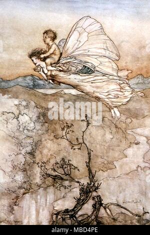 FAIRY TALES - MIDSUMMER NIGHT'S DREAM... and her fairy sent/To bear him to my bower in fairy land. Illustration by Arthur Rackham for the 1908 edition of A Midsummer Night's Dream, by Shakespeare Stock Photo