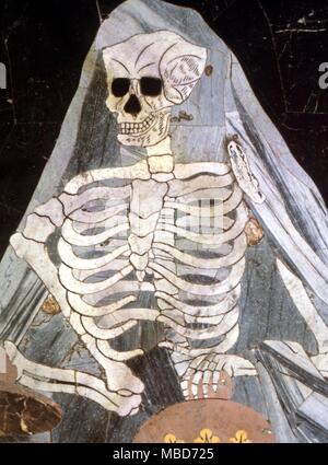 Death - skeleton in marble, from the magnificent marble pavimento of the Cathedral of St John, Valetta, Malta - eighteenth century Stock Photo