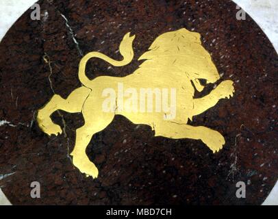 Brass and marble zodiac roundel in the floor of the Library of Congress, Washington DC - mid-nineteenth century. Leo Stock Photo