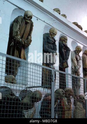 Death - mummified bodies of monks in the cellars of the Capuchin, Palermo, Sicily. Stock Photo