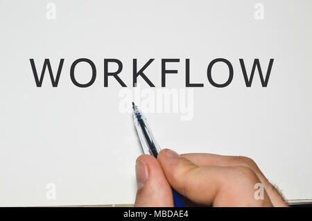 workflow word written on white paper Stock Photo