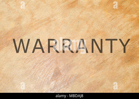 warranty word written on wooden background Stock Photo