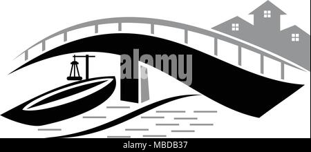 Bridge ship Logo Design Template Vector Stock Vector