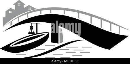 Bridge ship Logo Design Template Vector Stock Vector