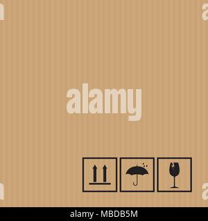 Packaging symbols set on cardboard background. Vector illustration Stock Vector