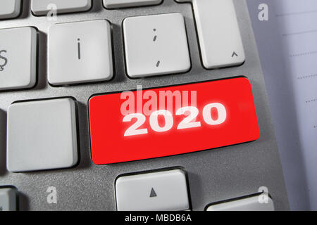 key 2020 on the keyboard Stock Photo