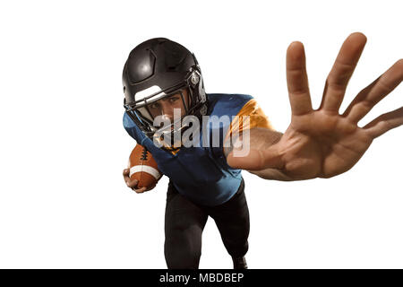 one american football player man studio isolated on white background Stock Photo