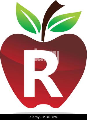 Apple letter R Logo Design Template Vector Stock Vector