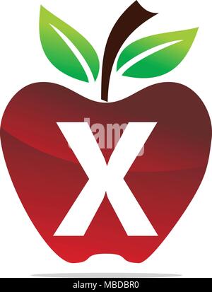 Apple letter X Logo Design Template Vector Stock Vector