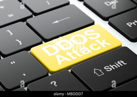 Security concept: DDOS Attack on computer keyboard background Stock Photo