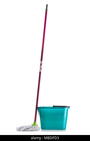 Mop bucket isolated on white Stock Photo