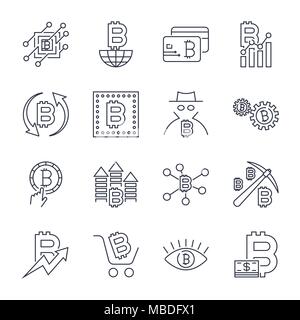 Blockchain, Cryptocurrency icons set. Editable Stroke.  Stock Vector