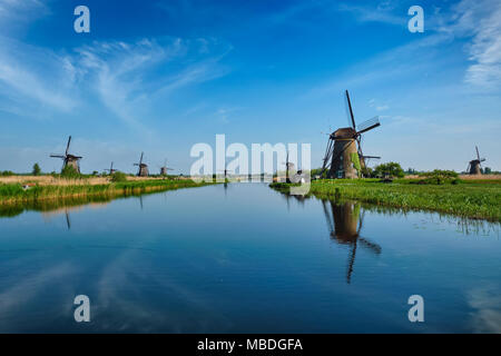 Windmills at Kinderdijk in Holland. Netherlands Stock Photo