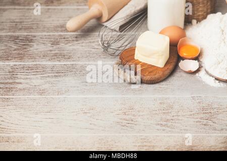 Eggs, flour and basic baking ingredients Stock Photo - Alamy