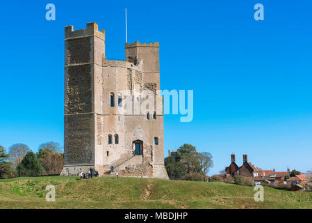 Castle Orford Suffolk, view in summer of the well preserved 12th Century castle keep managed by The National Trust in Orford, Suffolk, England, UK Stock Photo