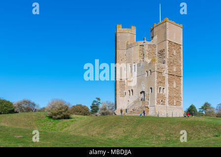 Orford Castle Suffolk, view in summer of the well preserved 12th Century castle keep managed by The National Trust in Orford, Suffolk, England, UK Stock Photo