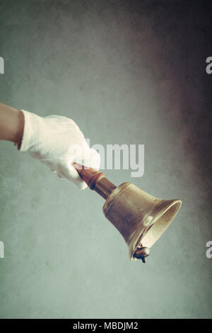 Hand ringing of old fashioned vintage door bell Stock Photo - Alamy
