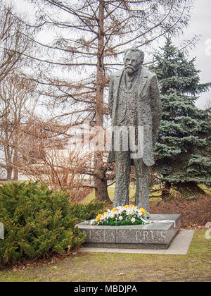 WARSAW, POLAND-APRIL 3, 2018: Boleslaw Prus Monument in Krakowskie Przedmiescie Stock Photo