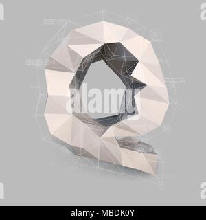 Capital latin letter Q in low poly style. Stock Vector