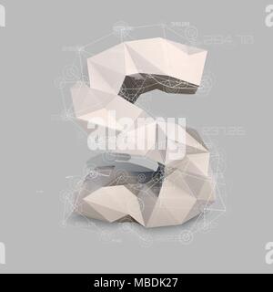 Capital latin letter S in low poly style. Stock Vector