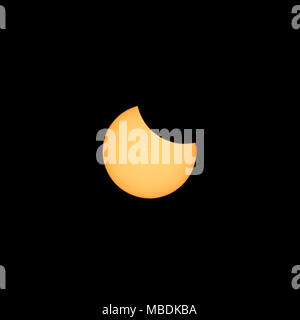 The partial eclipse phase before the total solar eclipse of August 21, 2017. Stock Photo