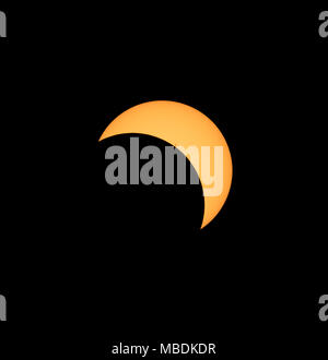 The partial eclipse phase after the total solar eclipse of August 21, 2017. Stock Photo