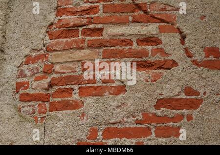 vintage wallpaper with red bricks of a destroyed building in Germany Stock Photo